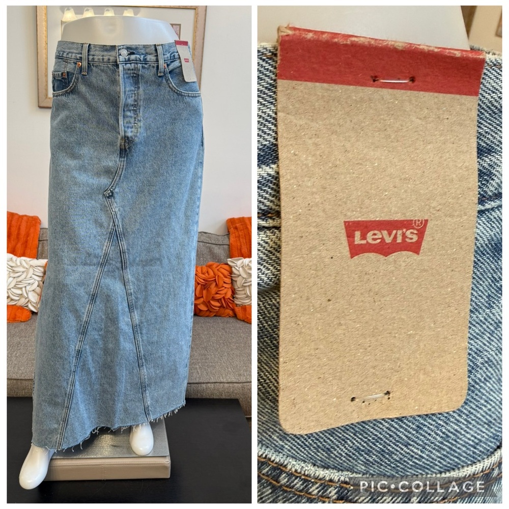 ❣️🆕Levi's Cotton Iconic Side-Slit Maxi Denim Skirt❣️ - Picture 2 of 12